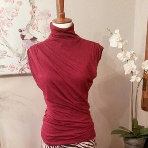 Ann Taylor Burgundy Mock Neck Sleeveless sweater